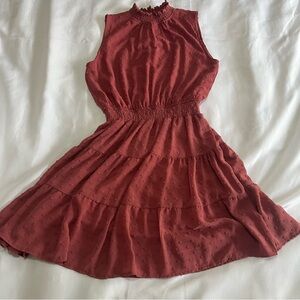 Dusty Rose Sleeveless High Neck Mini Dress Womens Large